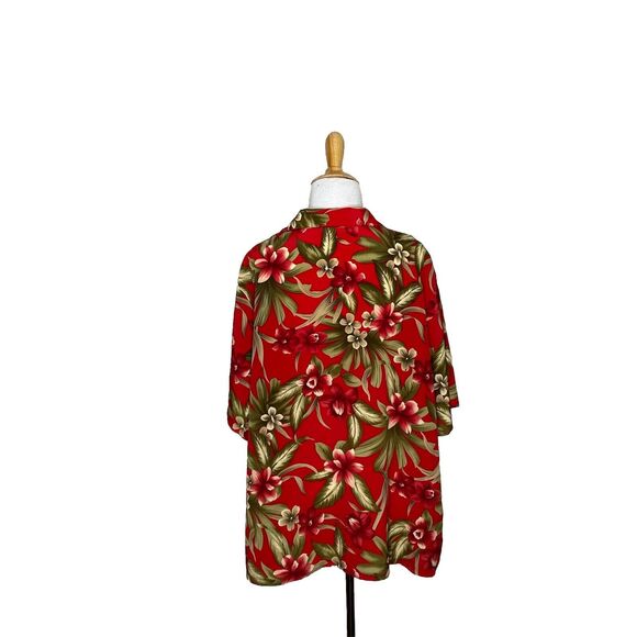 Vintage Bonworth Red Hawaiian Tropical Shirt Blouse Size Large Petite womens - Picture 3 of 7